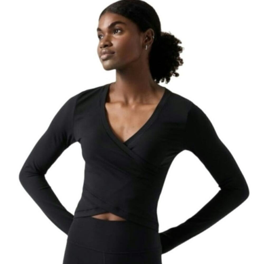 Athleta Black Transcend Wrap Ladies Top Size Medium